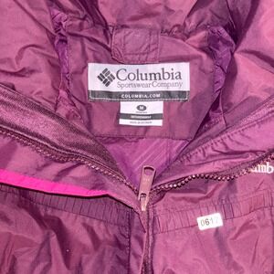 Columbia Womens Interchange Jacket Purple White Colorblock Hooded Windbreaker M
